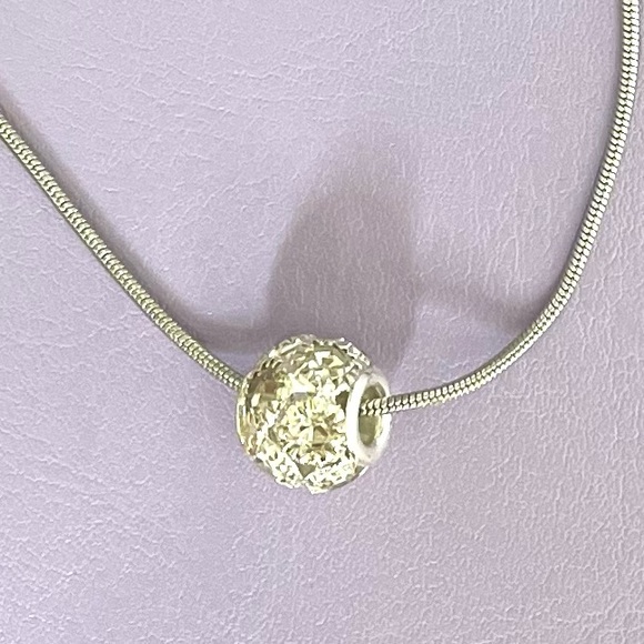 Silver plated Rhinestone Ball Slide Snake Chain necklace - Picture 8 of 8